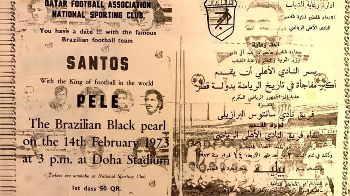 El cartel anunciador del amistoso del Santos en Doha