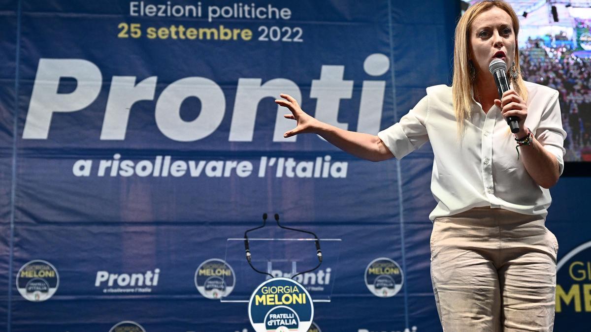 Giorgia Melon, candidata del partido de la ultraderecha Hermano de Italia.