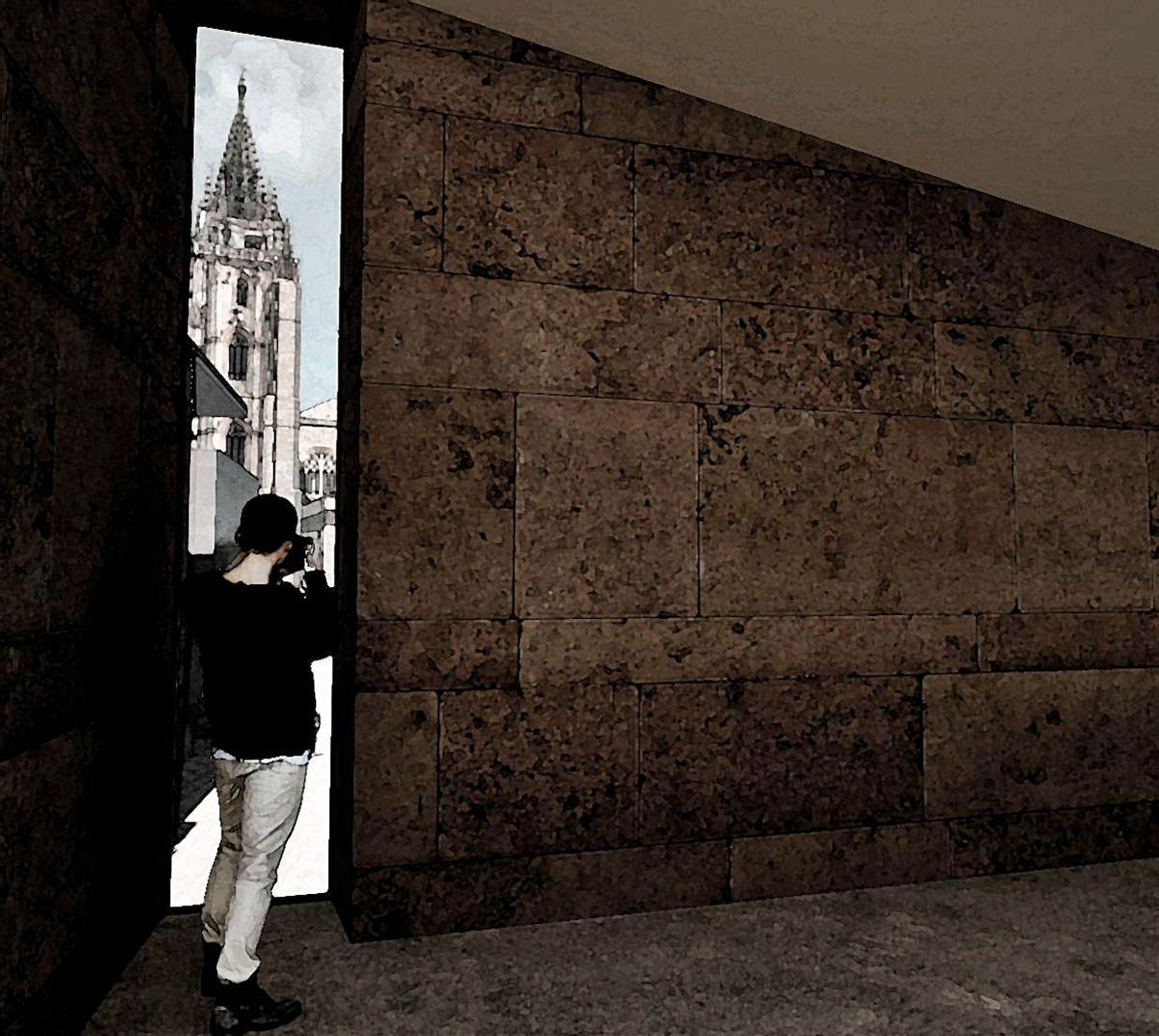 Recreación de una vista de la Catedral desde Santa Ana.