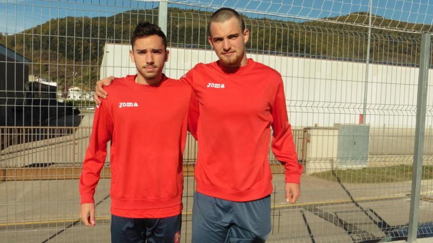 Alfredo Gutiérrez i Lluís Aspar, ahir abans de l&#039;entrenament.