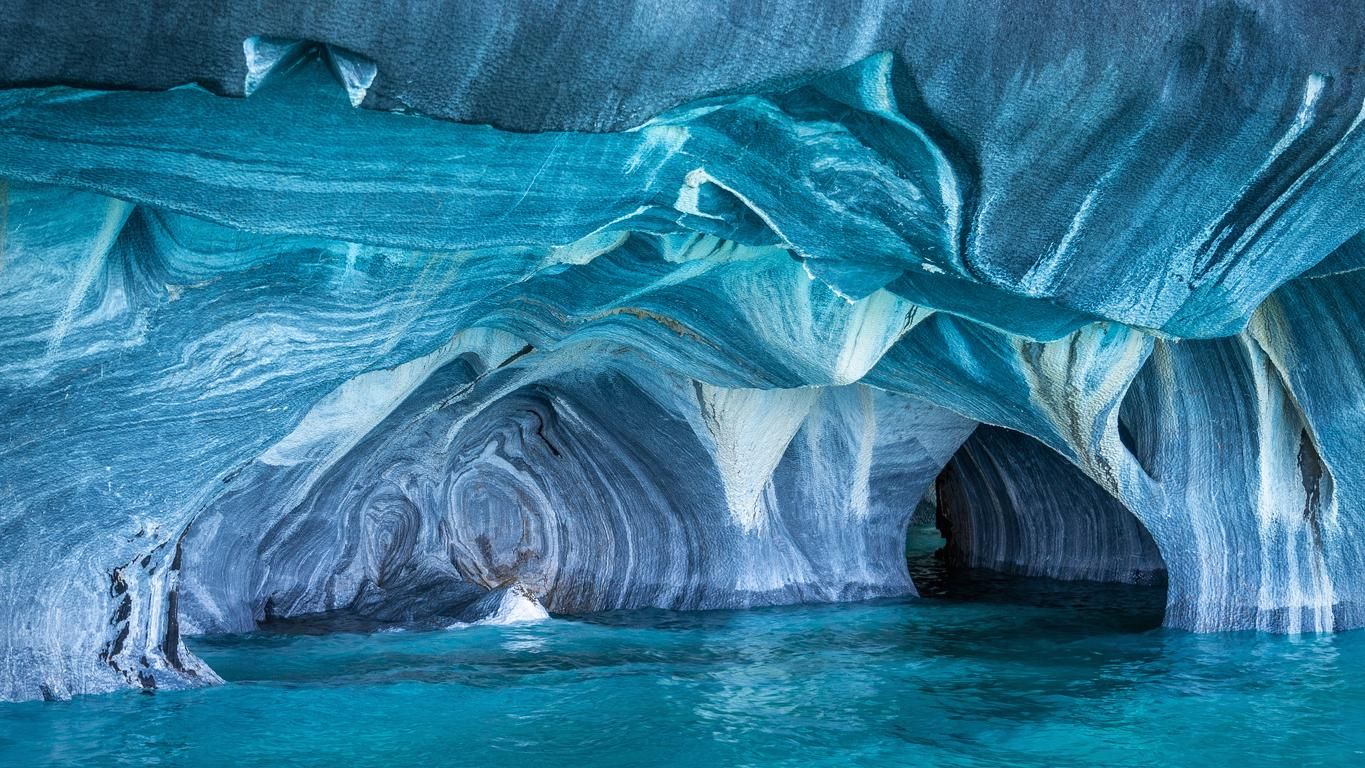 Las cuevas de mármol, en el sur de Chile ofrecen un espectáculo visual único.