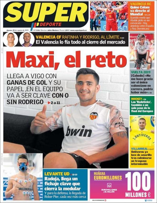 Portada de Superdeporte del 22 de agosto de 2019