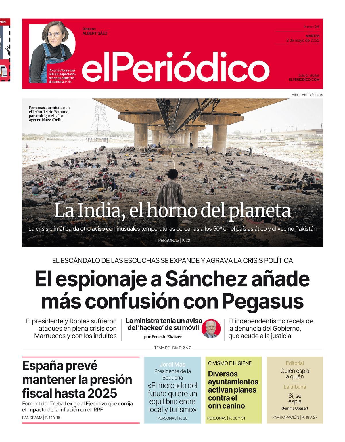 La portada d’EL PERIÓDICO del 3 de maig del 2022