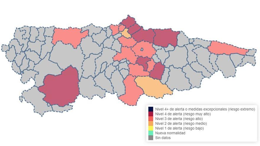 La situación del coronavirus en Asturias, por concejos.