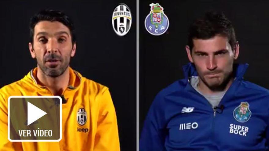 Buffon y Casillas responden a un test antes del Juventus-Oporto.