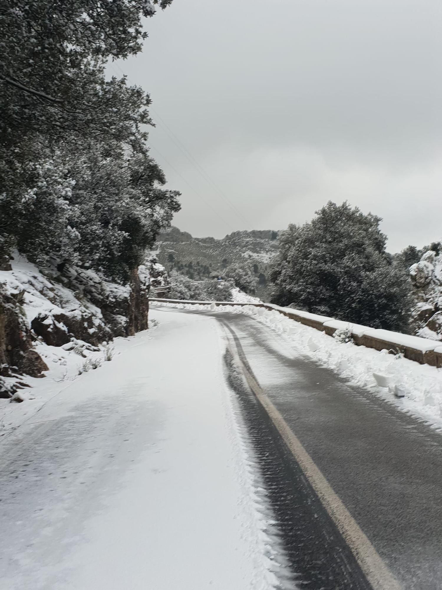 Schnee in der Serra de Tramuntana auf Mallorca (23.1.2023)