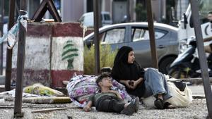 Displaced people in Beirut amid Israeli strikes