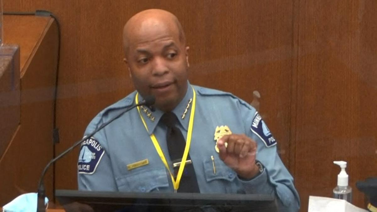 El jefe de la Policía de Mineápolis, Medaria Arradondo, durante el juicio.