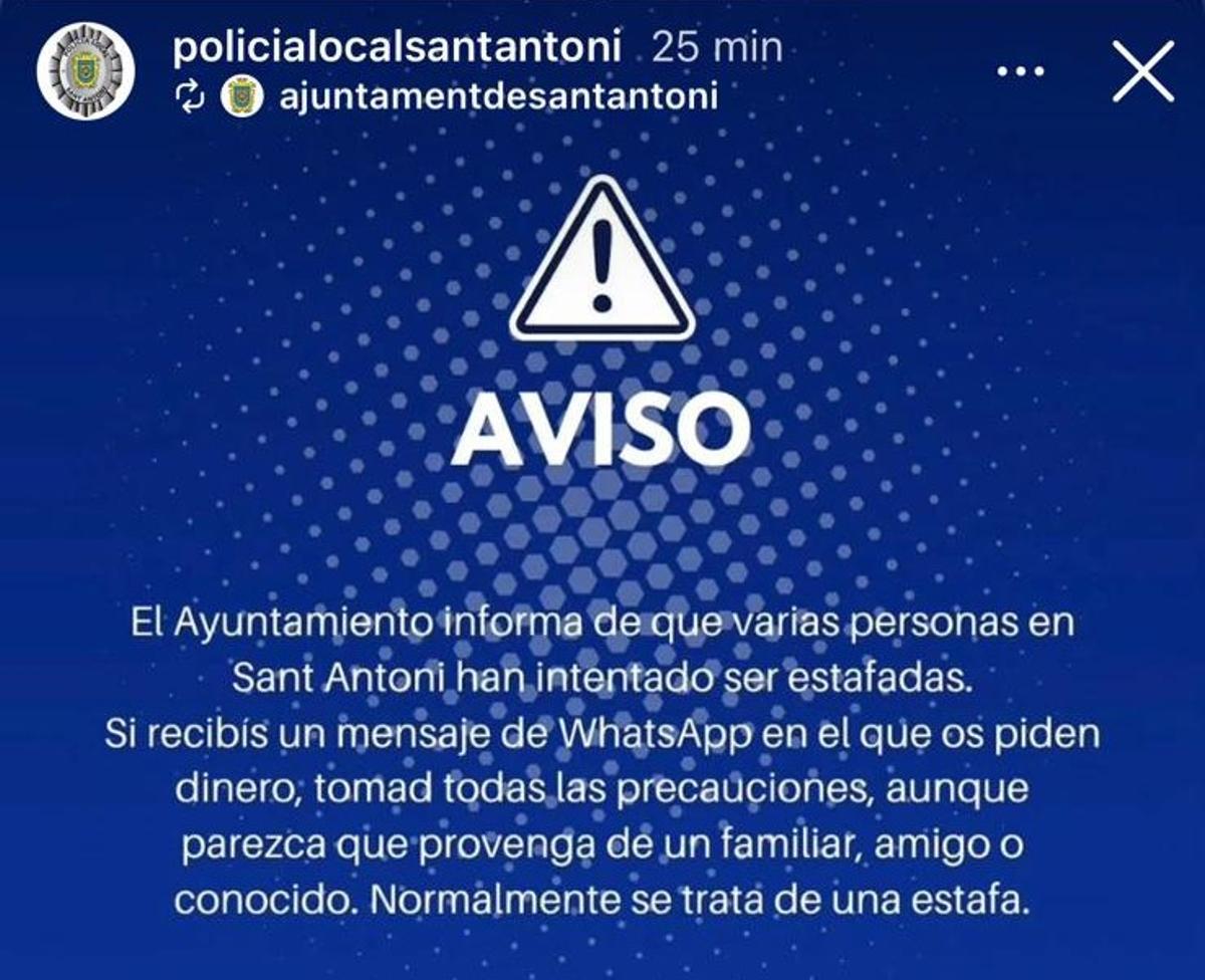 Detalle del aviso de Sant Antoni