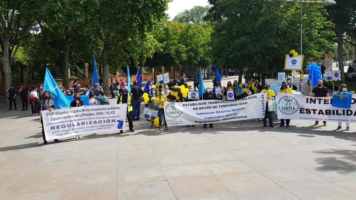 Manifestación de interinos en Oviedo, en una imagen de archivo