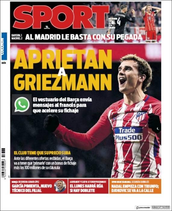 Portadas deportivas del jueves 26 de abril