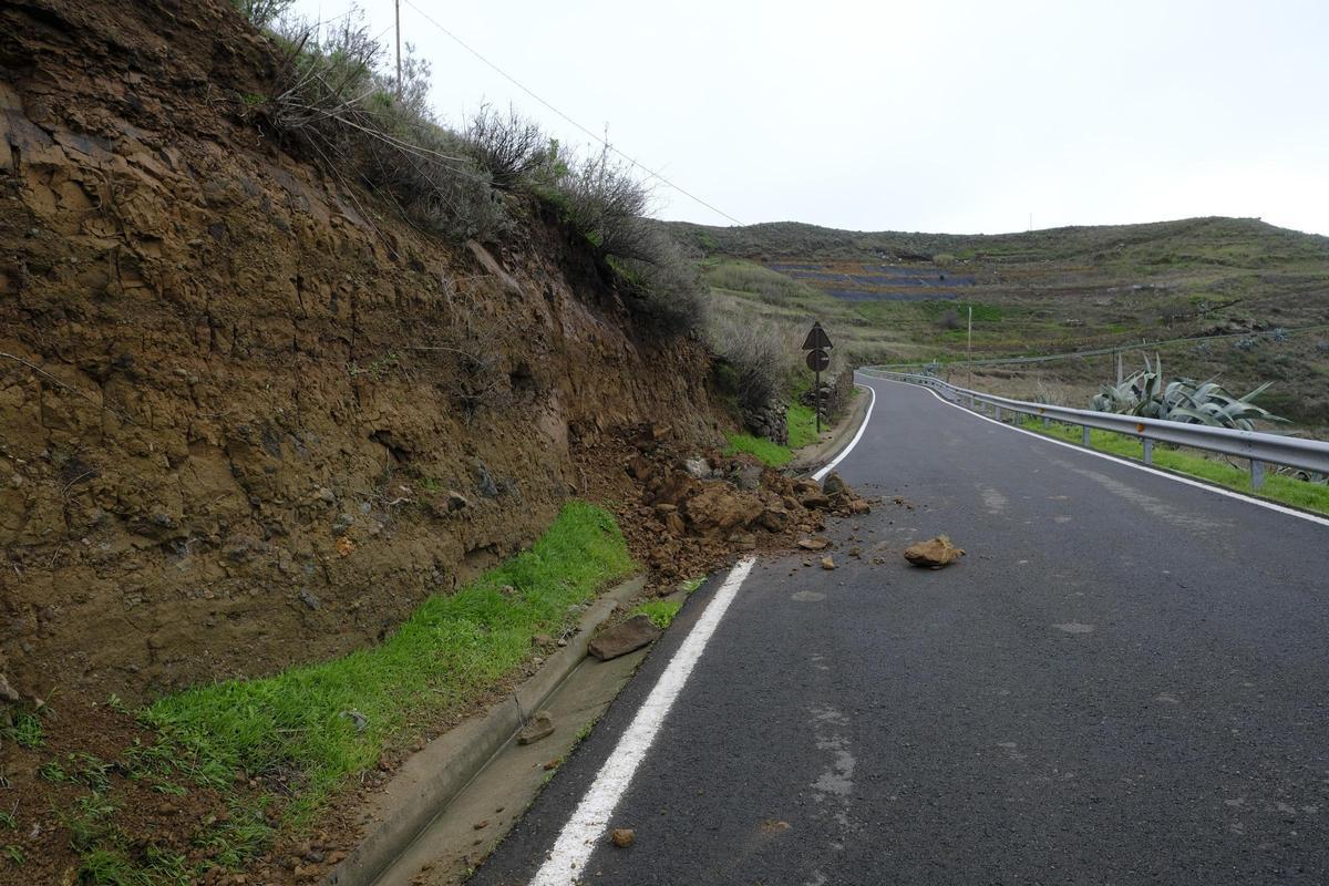 Desprendimientos en una carretera de Gran Canaria.