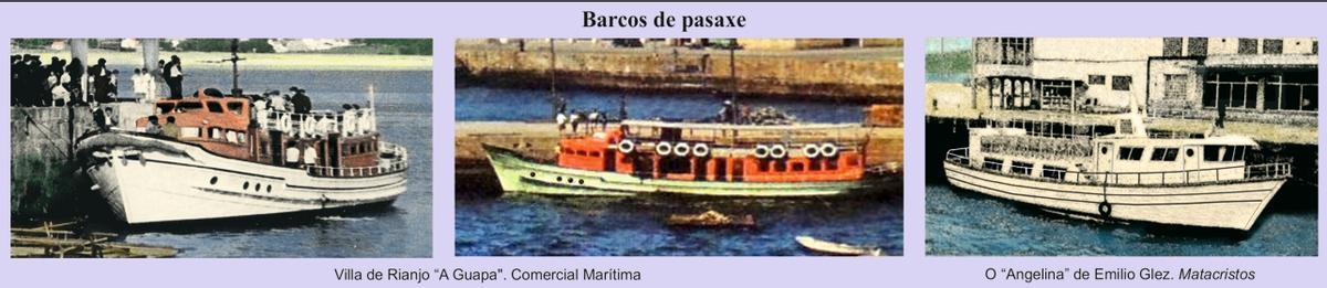 Algúns dos barcos de pasaxe do transporte de ría.