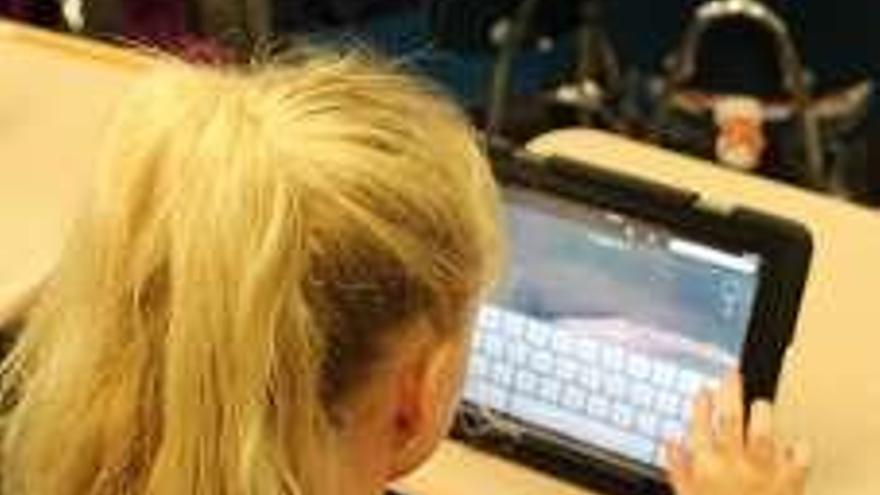 Una mujer ante un ordenador.