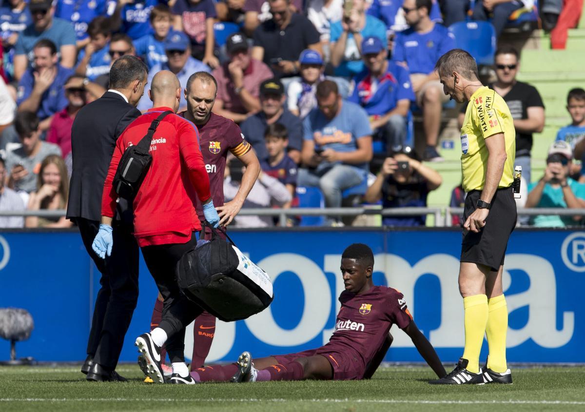 Ousmane Dembélé sufrió en Getafe su primera lesión con el FC Barcelona