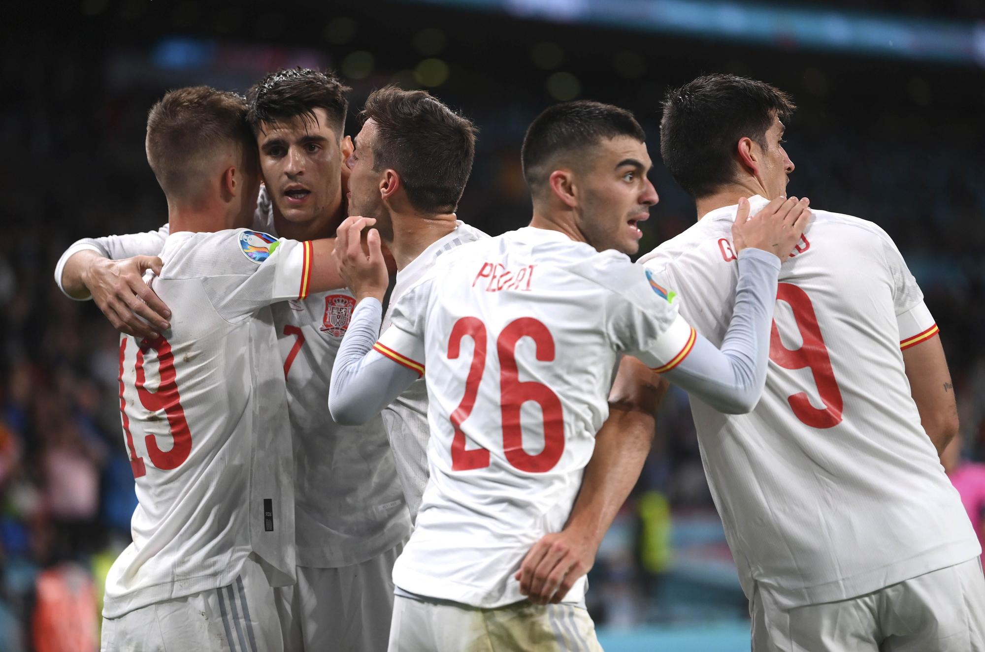 Así celebra Morata su gol contra Italia en la semifinal de la Eurocopa