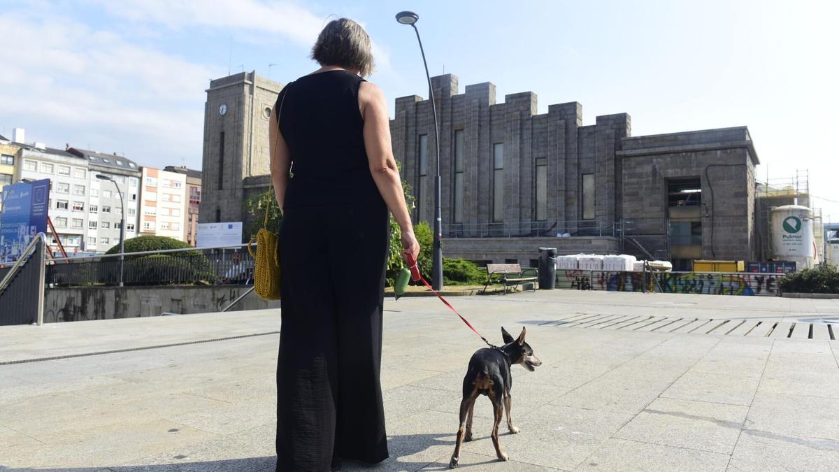 Un perro en los alrededores de la estación de trenes de A Coruña