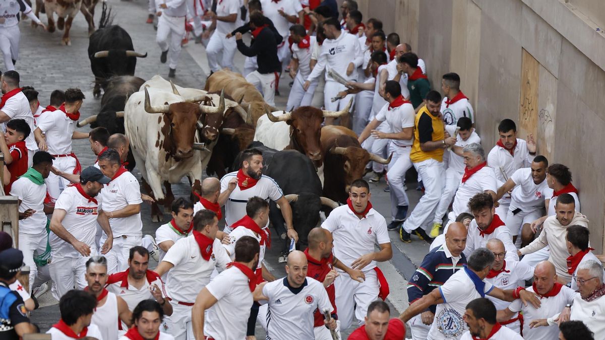 Quinto encierro de San Fermín con toros de Jandilla