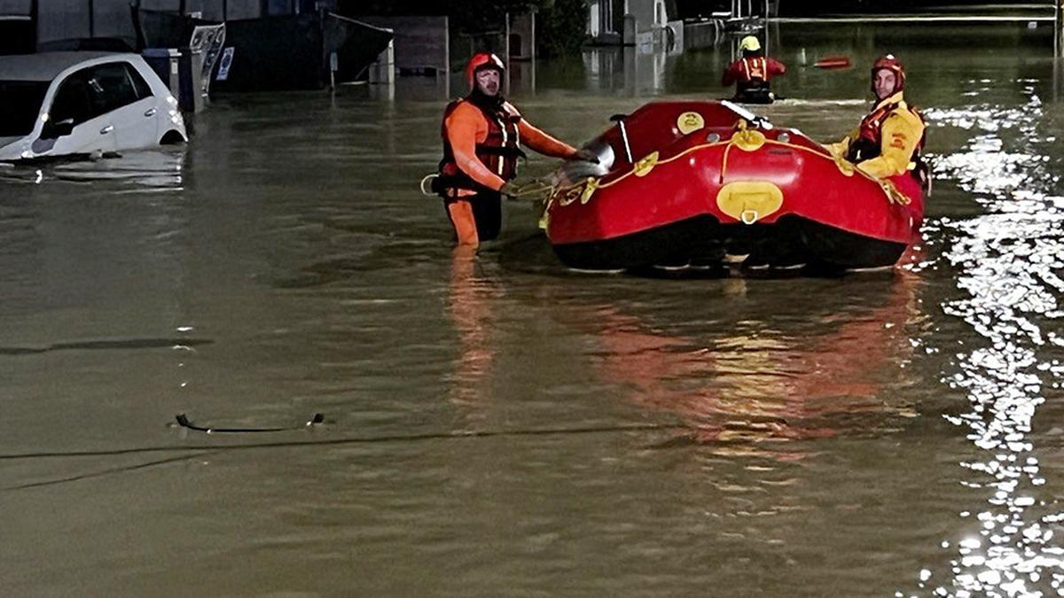 Las inundaciones golpean la provincia de Ancona en el centro de Italia