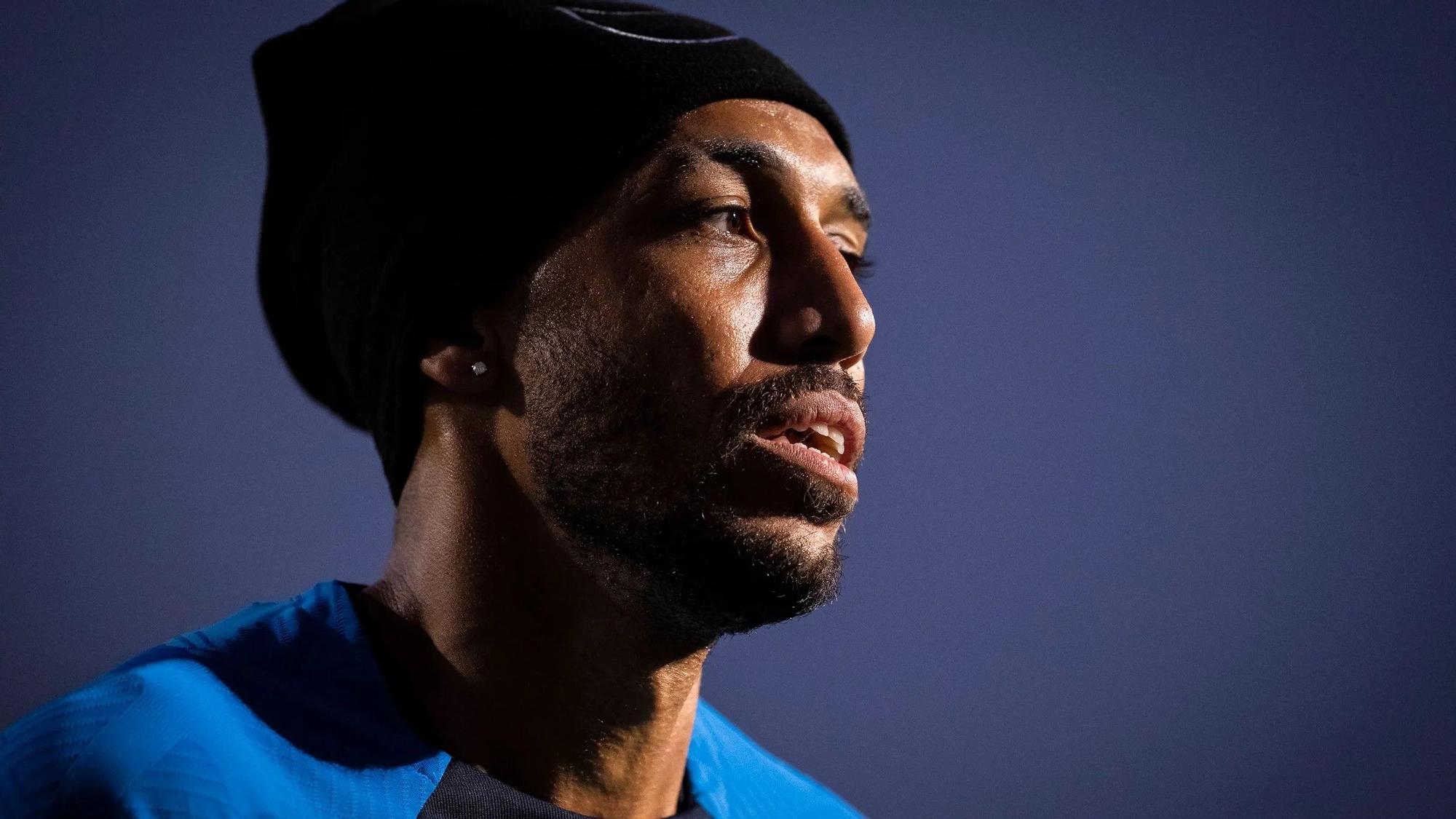 Aubameyang, en un entrenamiento del Barça en la ciudad deportiva de Sant Joan Despí.