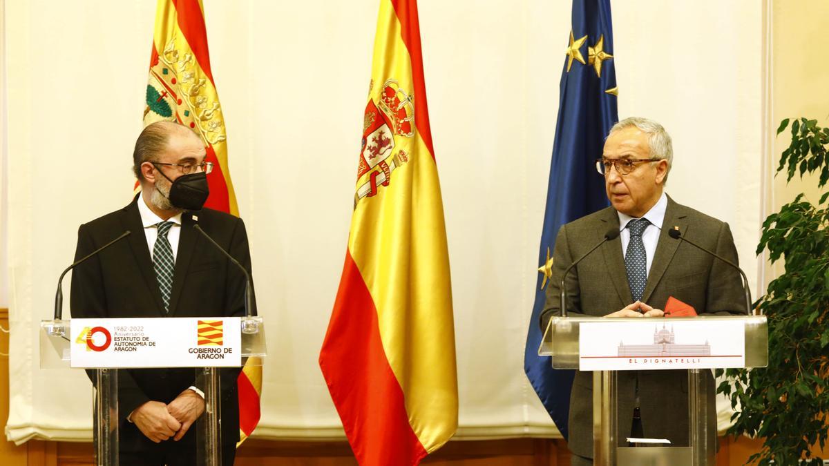 Comparecencia de Javier Lambán y Alejandro Blanco en el Pignatelli.