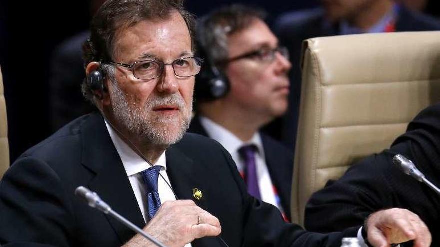 Mariano Rajoy, durante el plenario de la cumbre aliada. // Efe