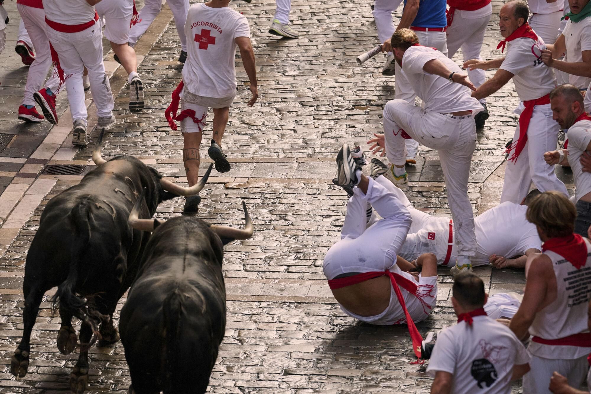 El primer encierro de los Sanfermines 2025, en imágenes.