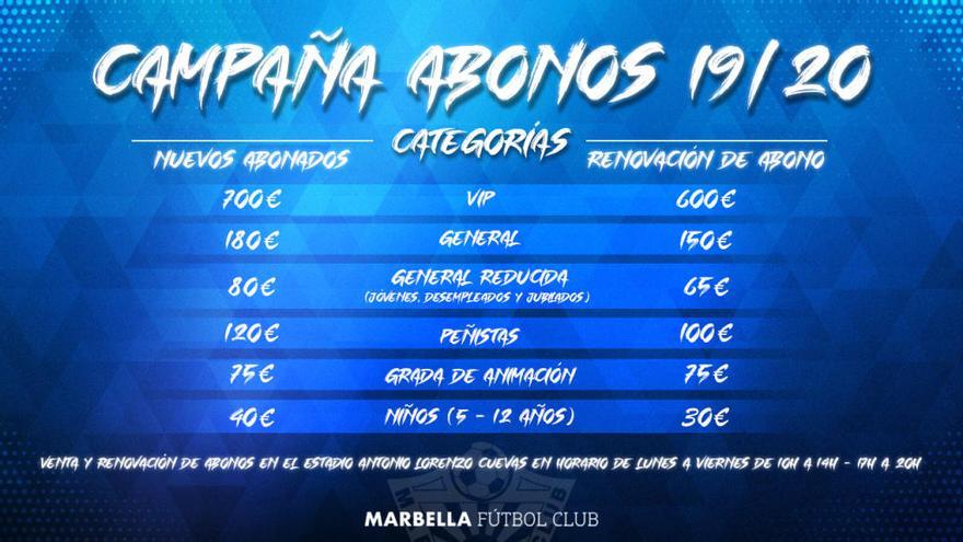 Precios de la nueva campaña de abonados del Marbella FC