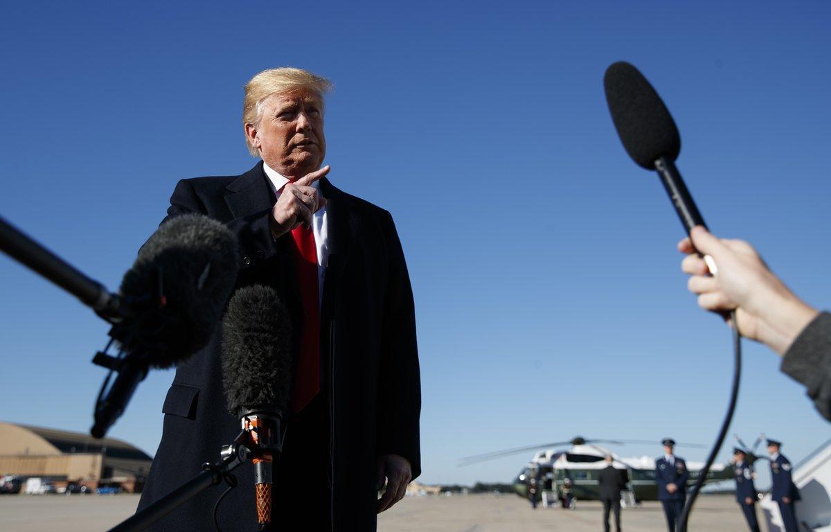 President Donald Trump talks to reporters as before boarding Air Force One  Thursday  Oct  18  2018  in Andrews Air Force Base  Md   en route to campaign stops in Montana  Arizona and Nevada   AP Photo Carolyn Kaster