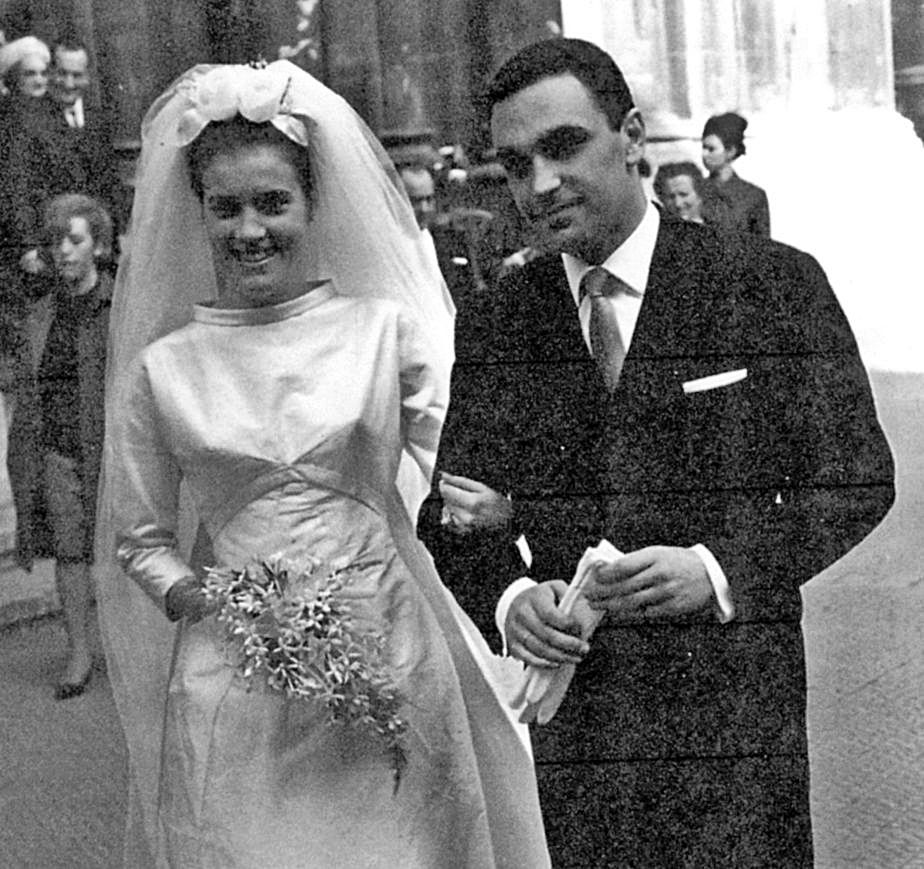 José María Casielles Aguadé con su esposa, el día de su boda.