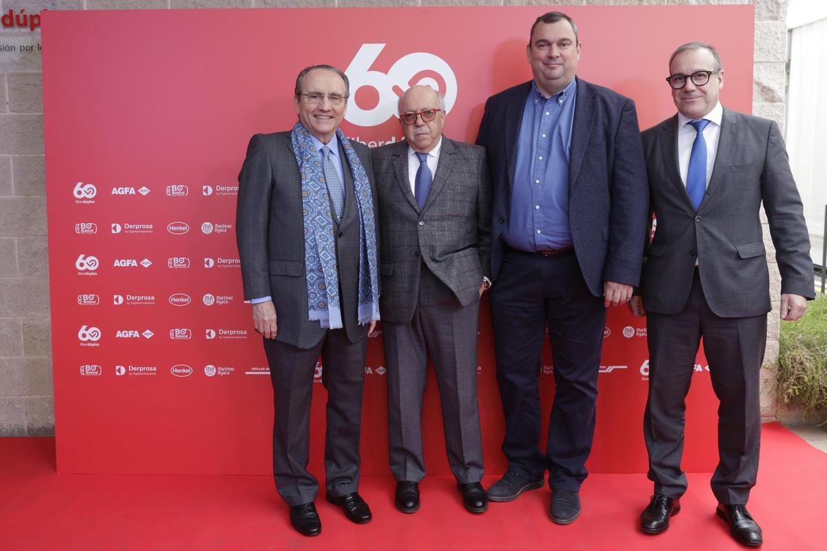 Javier Moll, presidente de Prensa Ibérica, Antón Sabaté (Secopa), Albert Fontanet (Secopa) , Victor Trillo, director general de Liberdúplex.