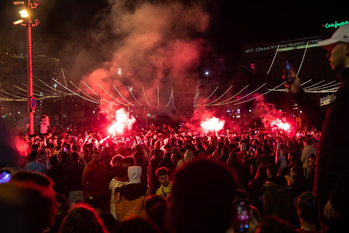 La celebración de la victoria histórica de Marruecos en el centro de Barcelona