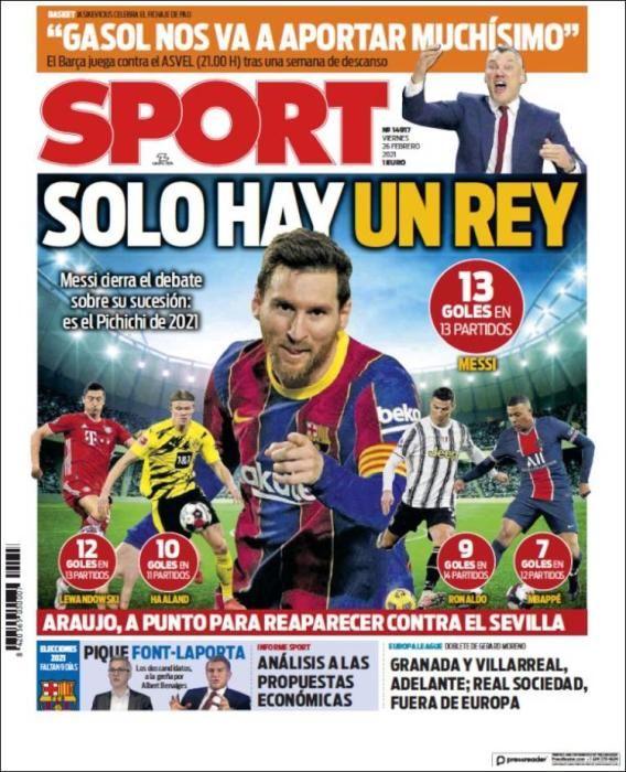 Portada SPORT viernes 26 febrero 2021