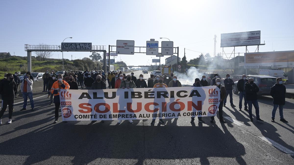 Manifestación de trabajadores de Alcoa.