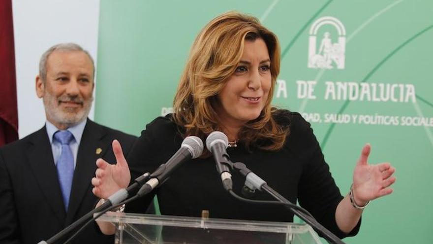 Susana Díaz, en una reciente rueda de prensa en Sevilla.