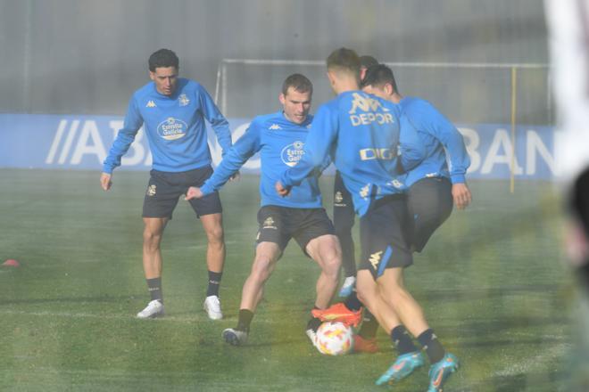 Primer día de entrenamiento de Saverio y Lebedenko con el Dépor