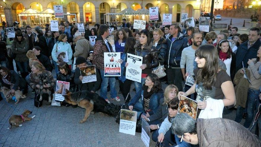 Manifestación en María Pita en defensa de los animales.