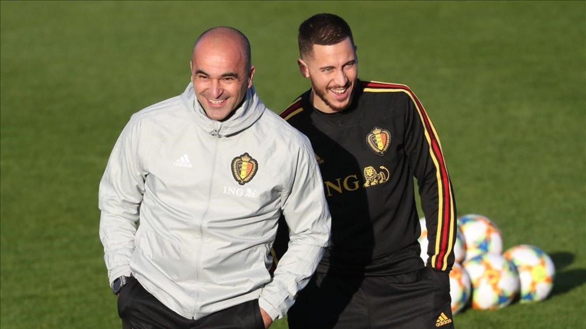 Roberto Martínez con Eden Hazard