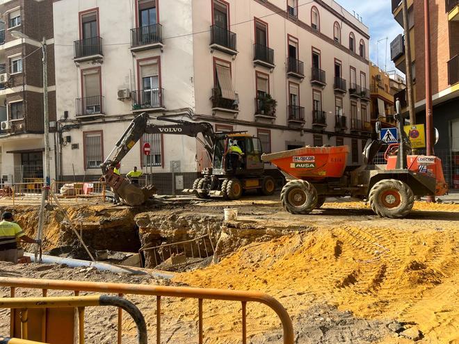 Las obras de transformación de la calle Pagés del Corro, en Triana