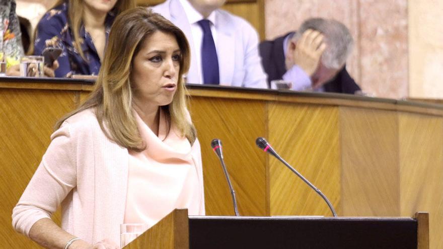 Susana Díaz, durante su intervención en el Parlamento andaluz.