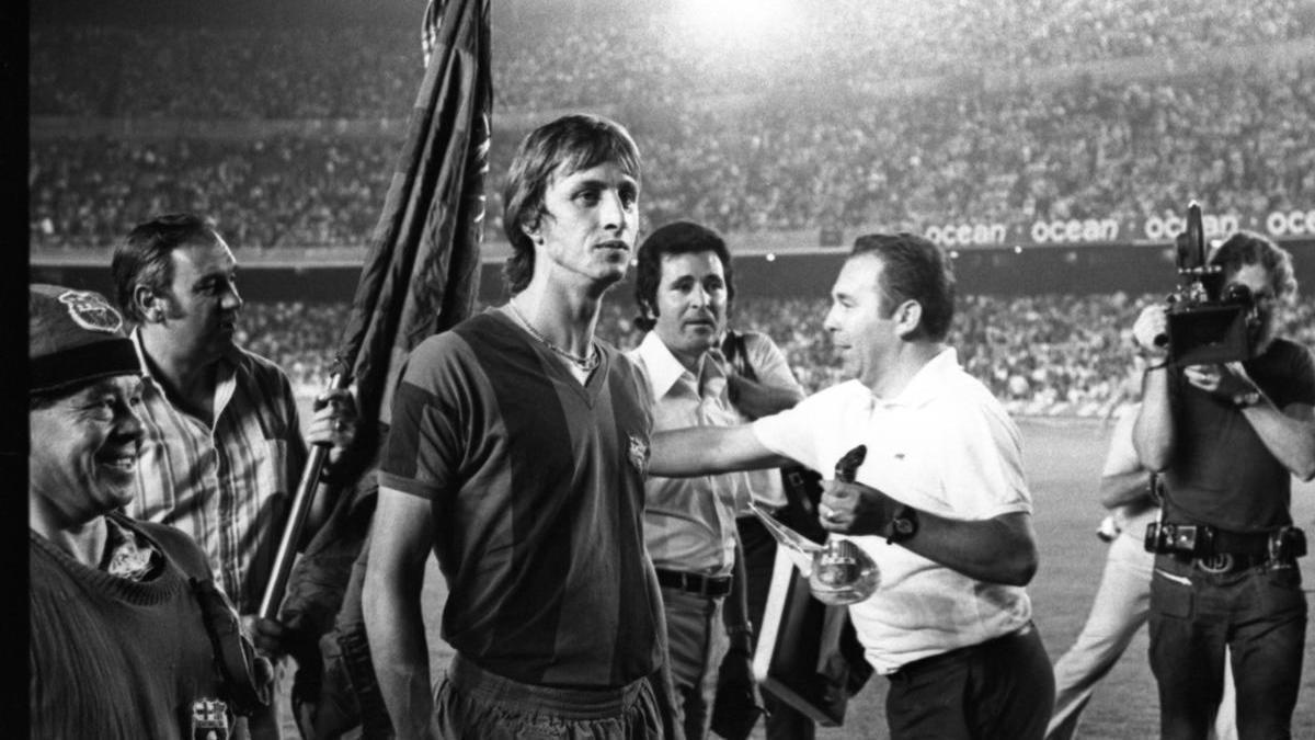 Cruyff el dia del seu debut amb el Barça
