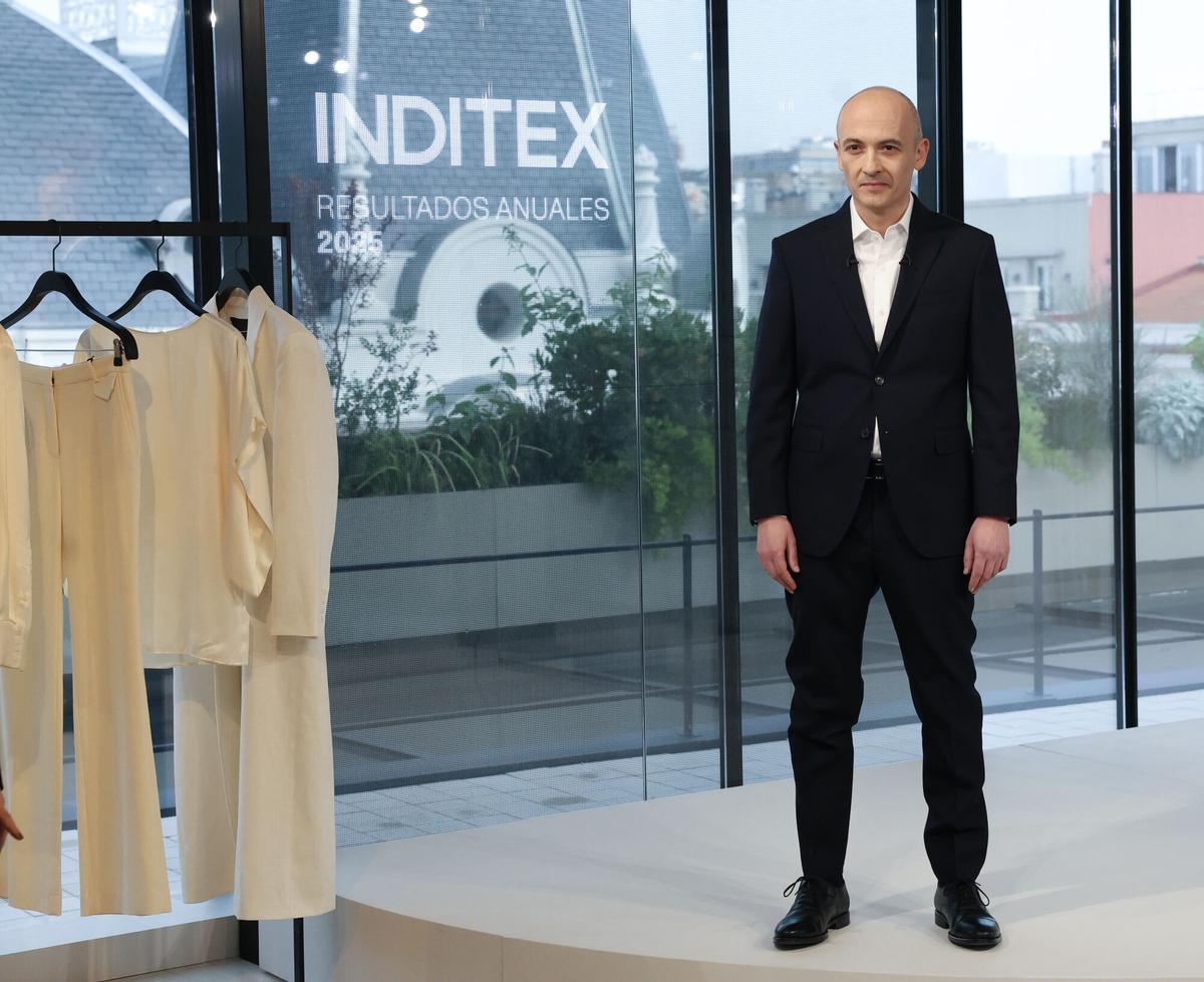 El consejero delegado de Inditex, Óscar García Maceiras, en la presentación de resultados de 2025