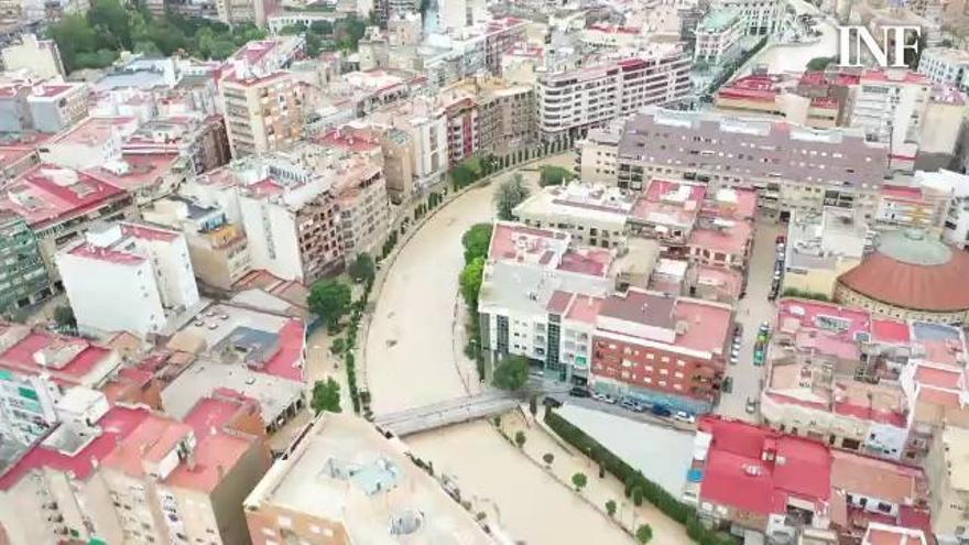 A vista de dron: El río Segura se desborda en Orihuela