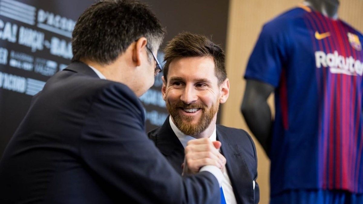 Messi y Bartomeu, en el 2017