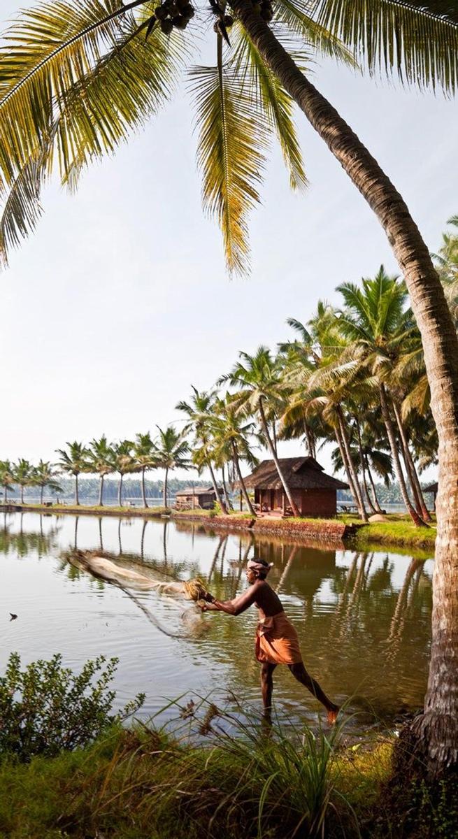 Paisaje en los canales de Kerala.