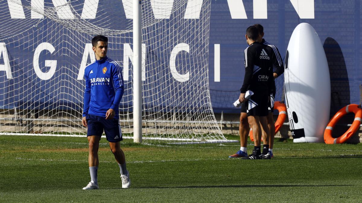 Sergio Bermejo, en un entrenamiento del Real Zaragoza.