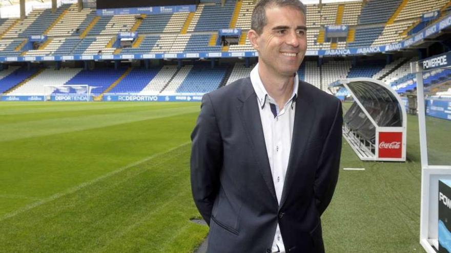 Gaizka Garitano, en Riazor el día de su presentación como nuevo entrenador del Deportivo.