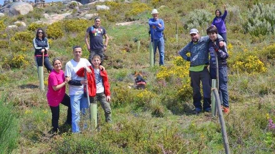 La agrupación, en las labores de plantación. // FdV