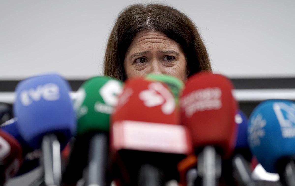 Leire Díez, durante su comparecencia.