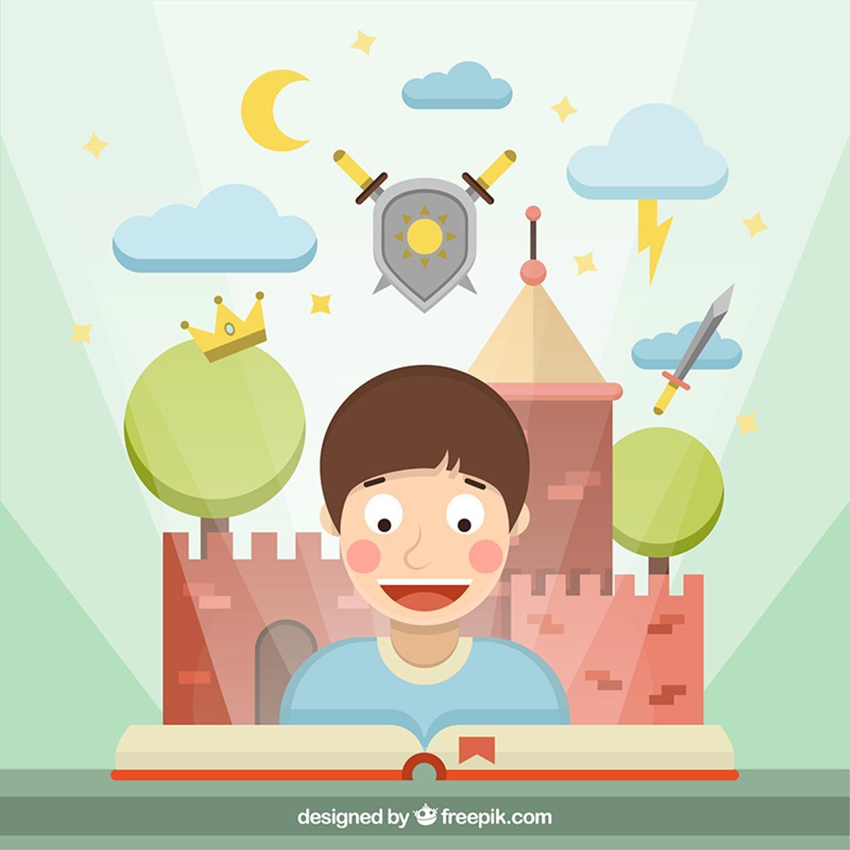 Ilustración de un niño leyendo